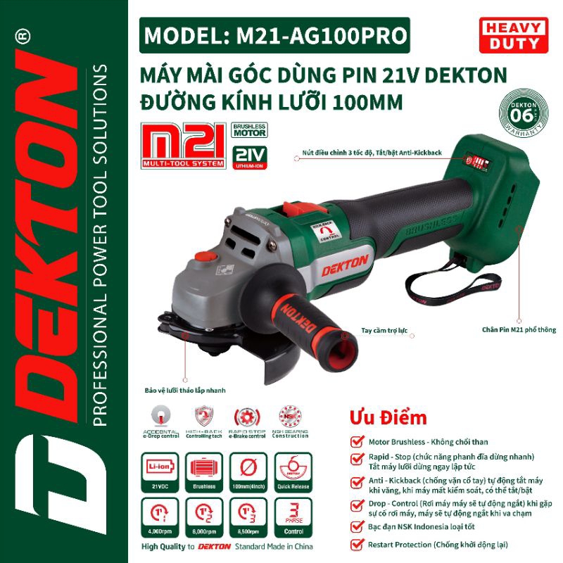 Máy mài pin Dekton M21-AG100PRO 100mm