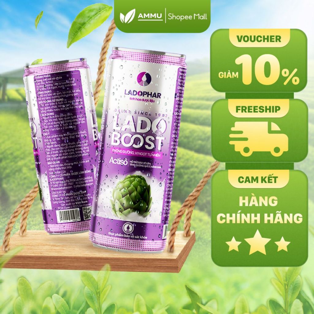 Nước uống tăng cường sức khỏe Lado Boost Actiso Ladopharma