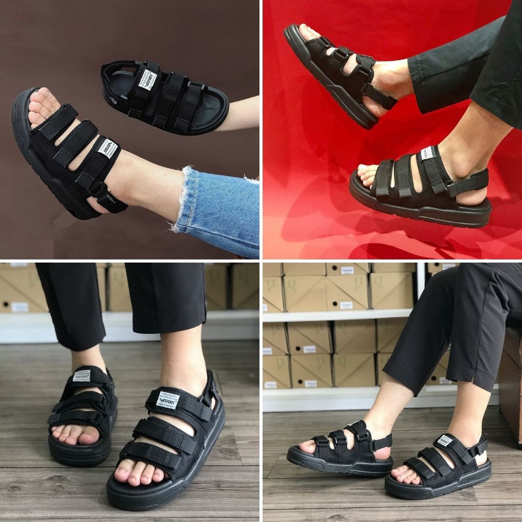 Sandal nam nữ unisex Vento 3 quai ngang NV1001B3 màu camo đen