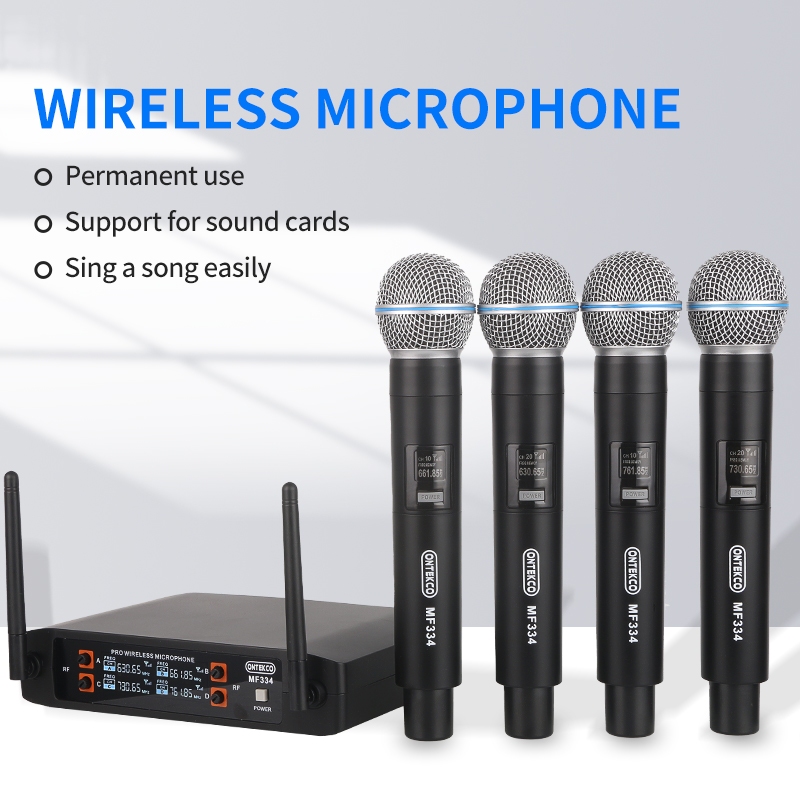 Bộ Micro Karaoke Không Dây Ontekco MF334-UHF Chính Hãng Dùng Cho Loa Kéo, Âm Ly