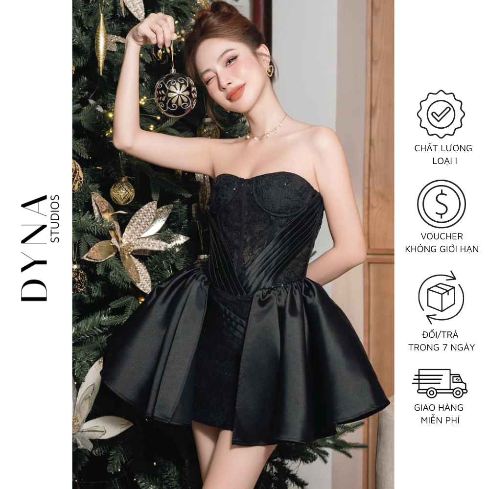 Váy cup xoè bồng phối vạt chéo eo 𝐀𝐒𝐇𝐘𝐋𝐄𝐘 đan dây lưng xinh xắn