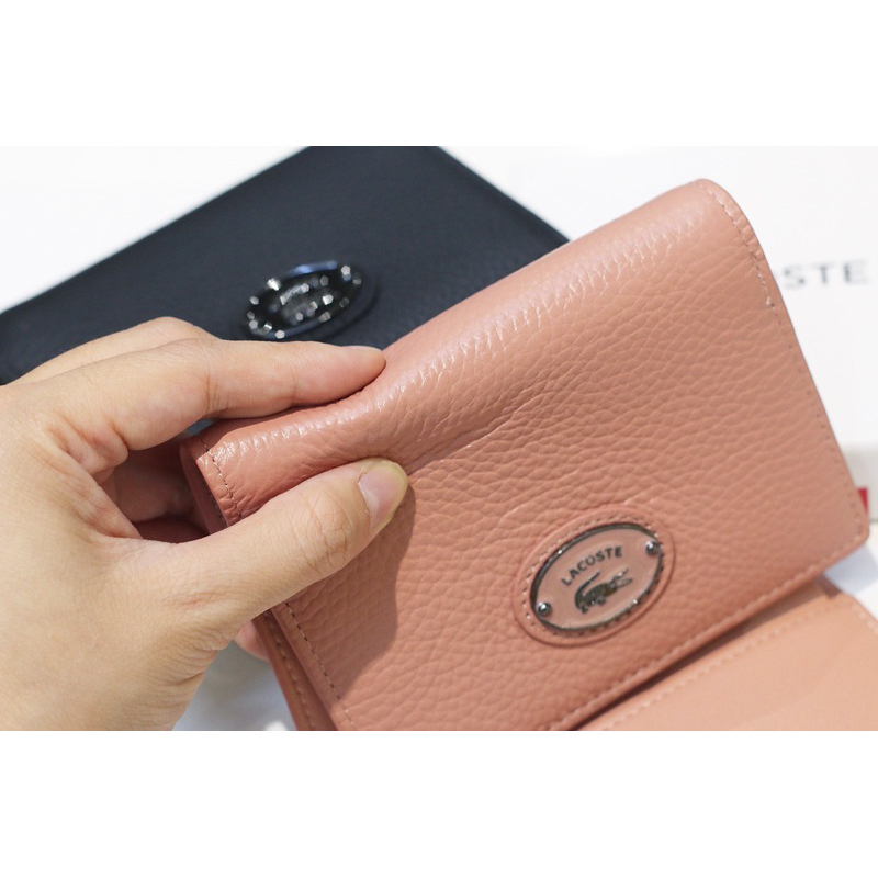 Ví ngắn lacoste da thật