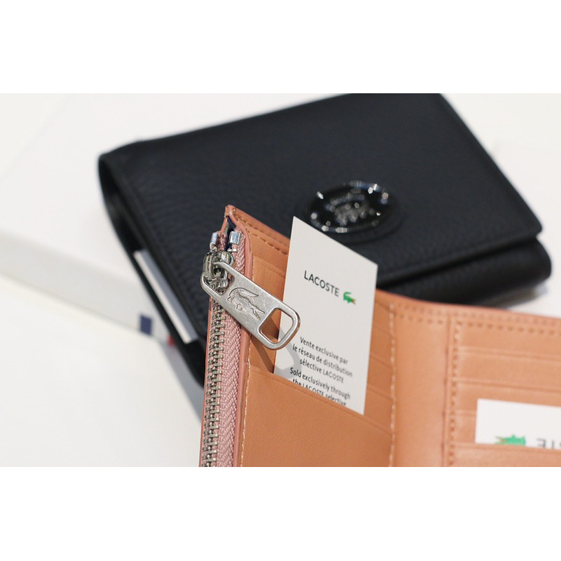 Ví ngắn lacoste da thật
