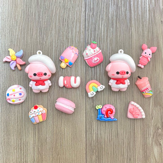 Set charm heo đầu bếp/ heo cừu trang trí dép sục