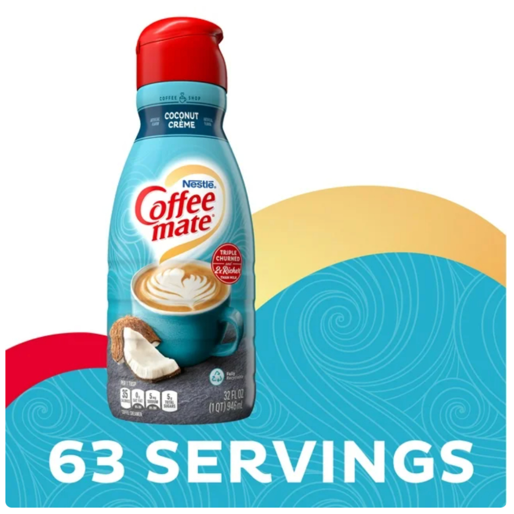 KEM SỮA DỪA Nestle Coffee Mate Coconut Creme Liquid Coffee Creamer, Gluten Free, Cholesterol Free, 946ml