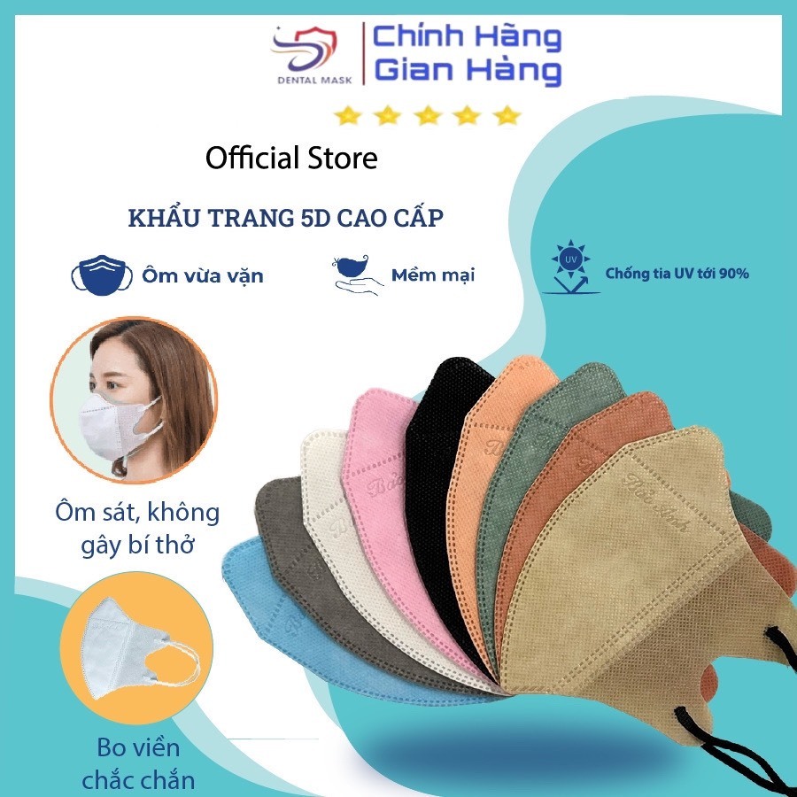  Khẩu trang 5D DENTAL MASK 3 lớp kháng khuẩn hàng chính hãg công ty