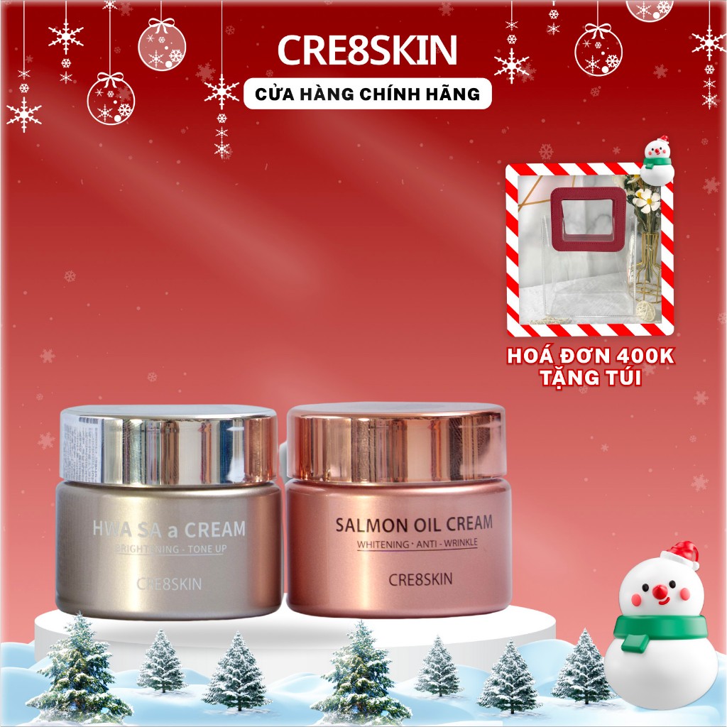 Set kem dưỡng da cá hồi Salmon oil cream và Hwa sa a cream Cre8skin mini 20g