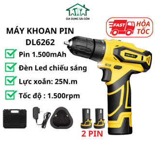 Máy Khoan Bắt Vặn Vít Không Dây Deli Chính Hãng Pin 1.500mAh - Tiện Dụng Sửa Chữa Vật Dụng - DL6262
