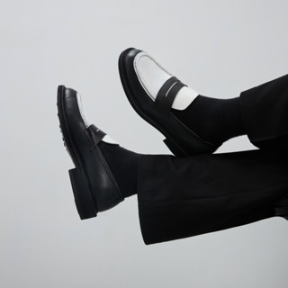 Giày Loafer Nam Nữ TARMOR Da Thật Màu Đen Trắng - B&W Penny Loafer