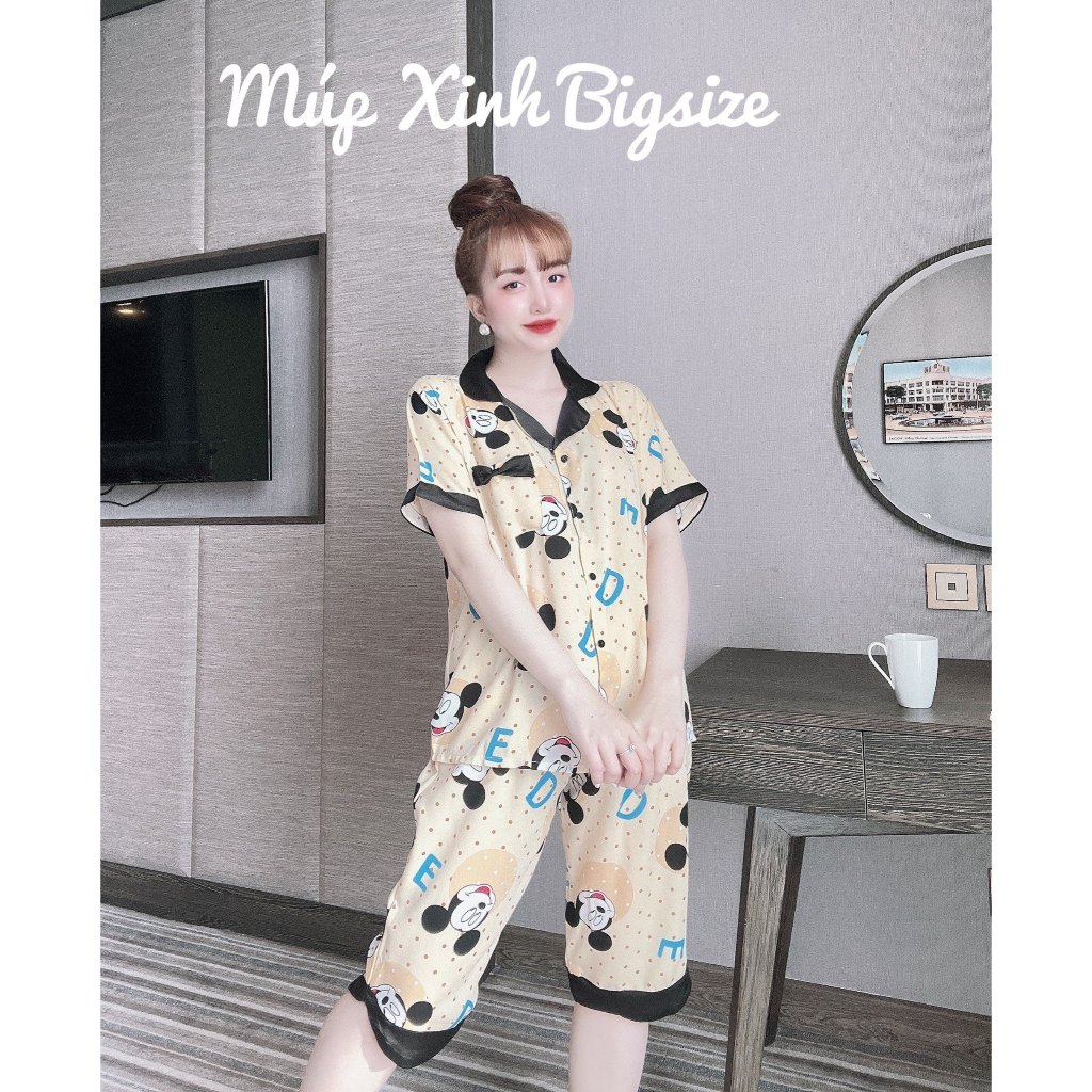 Đồ Bộ Pyjamas Lửng Lụa Nhật - Đũi Xốp Siêu Xinh Mặc Nhà Cho Nàng Múp