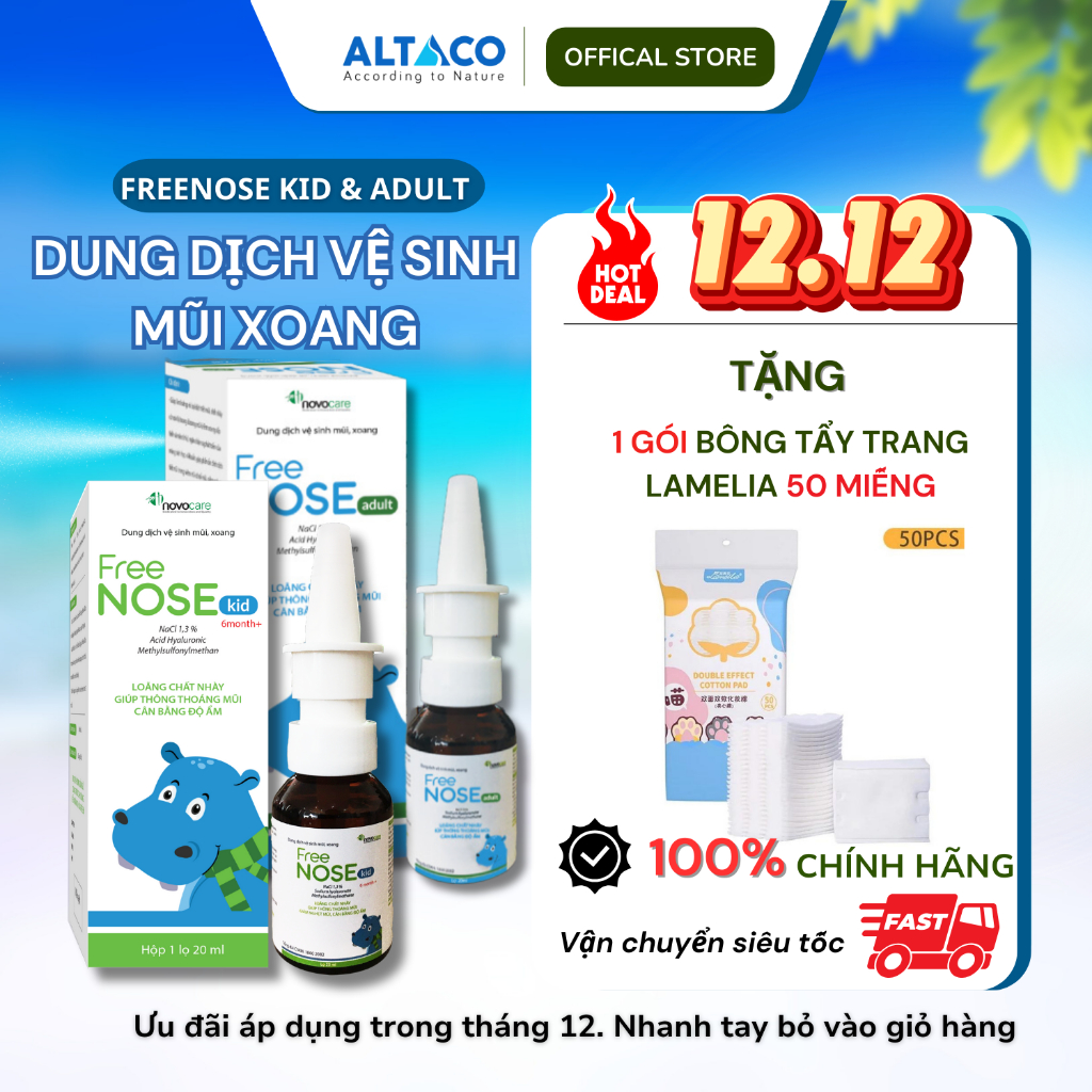 Xịt thông mũi xoang Freenose 20ml, giảm ngạt mũi, chảy nước mũi, dùng cho trẻ từ 6 tháng tuổi, an toàn, NewbornZ