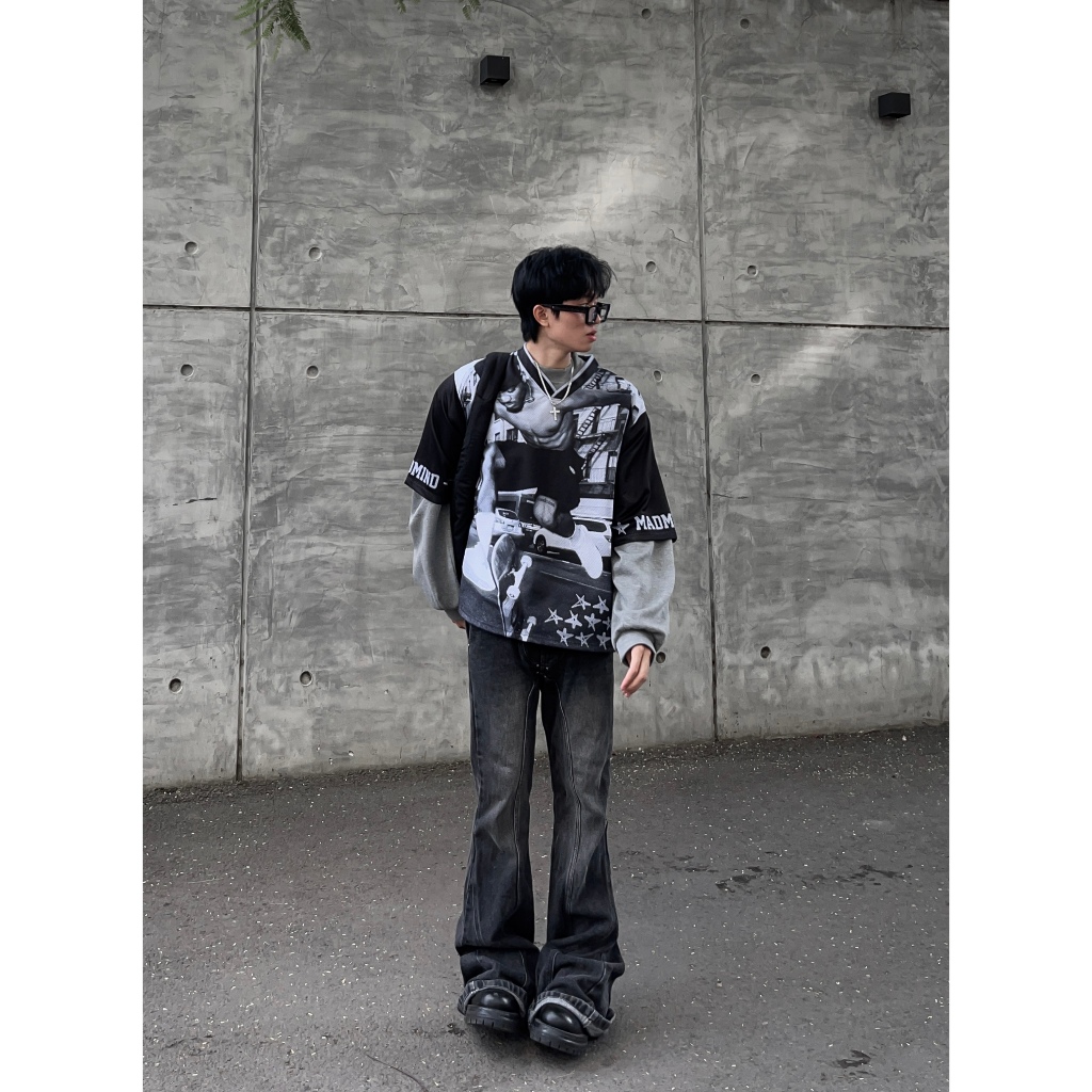 Áo Jersey Ngắn Tay In Toàn Thân 99 Jersey Madmind - Màu Đen