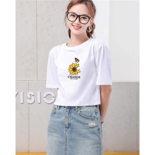 Áo croptop thun nữ form rộng tay ngắn cổ tròn hình incao cấp 0002