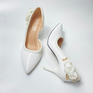 Giày cưới cô dâu_Bang hở hông_ [FORM 1.2]   VIỀN  REN NGỌC + PHỐI HOA NGỌC CAO CẤP_ SIÊU PHẨM THIẾT KẾ  PY SHOP