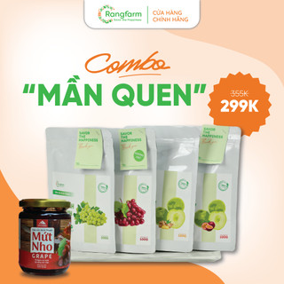 COMBO MẦN QUEN | 4 TÚI TRÁI CÂY SẤY 100G VÀ 1 MỨT NHO 225G