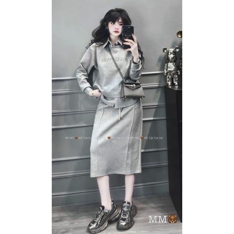 Sét nỉ miu pha cổ sơmi hàng QCL1