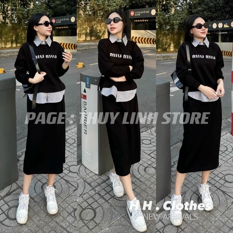 Sét nỉ miu pha cổ sơmi hàng QCL1