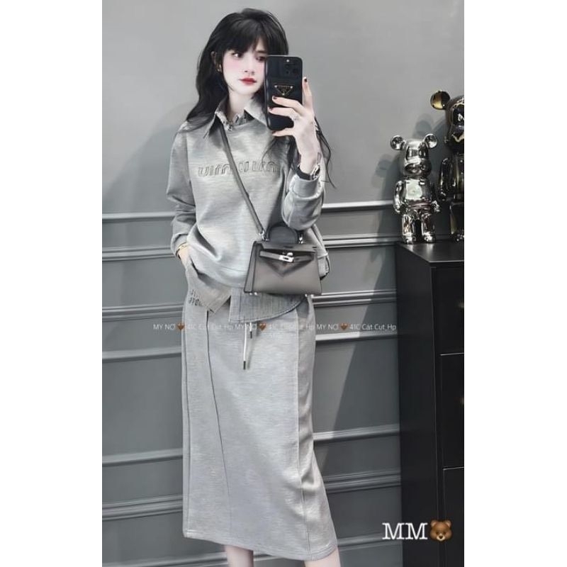 Sét nỉ miu pha cổ sơmi hàng QCL1