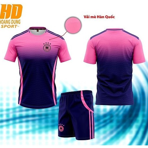 Bộ quần áo bóng đá tuyển Đức hồng tím sân khách thun mè HD 2024