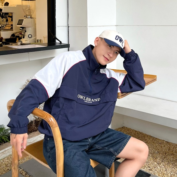 Áo khoác dù Owlbrand Halfzip/Navy