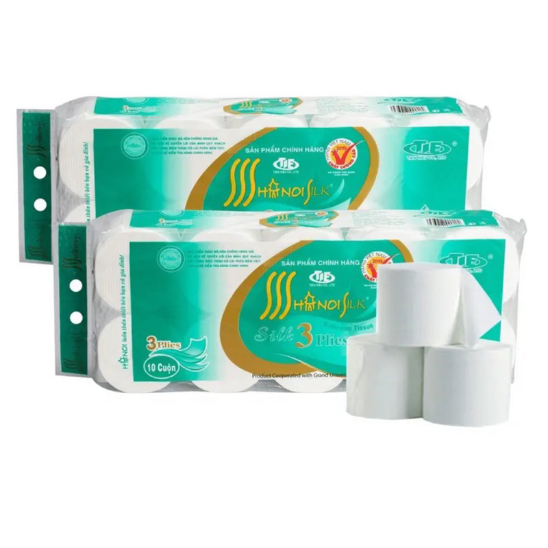 Giấy vệ sinh Hà Nội bịch gồm 10 cuộn giấy dai mềm mịn không lõi hàng chuẩn cao cấp