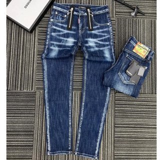 Quần Jean DSQUARED2 Xanh Chữ ICON Vẩy Sơn Quần Bò DSQ Chấm Sơn Xanh Sáng Chất Co Giãn Phối Ống Loang đẹp HOT TREND 2023