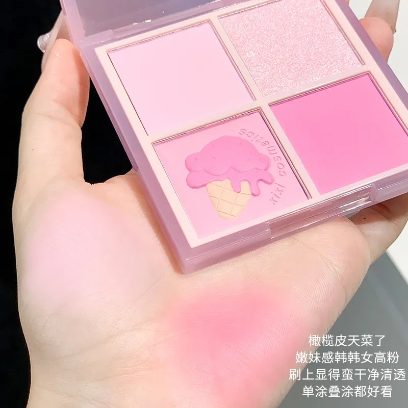 [ HOT XIXI] Bảng Phấn Mắt Má Kèm Highlight Bắt Sáng 4 Ô XIXI Ice Cream Cool Tone Hồng Barbie Cosmetic NO.D511 | BigBuy360 - bigbuy360.vn