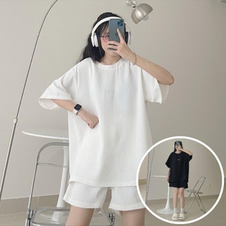 Set Bộ Áo Tay Lỡ & Quần Short Lưng Thun Chất Xốp Tổ Ong Sang-Xịn-Mịn Form Rộng Thoải Mái [HÌNH THẬT]