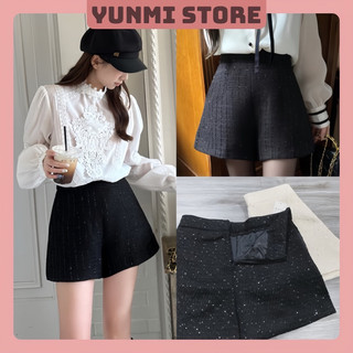 Quần short dạ dáng chữ a cạp cao tôn dáng_yunmistore