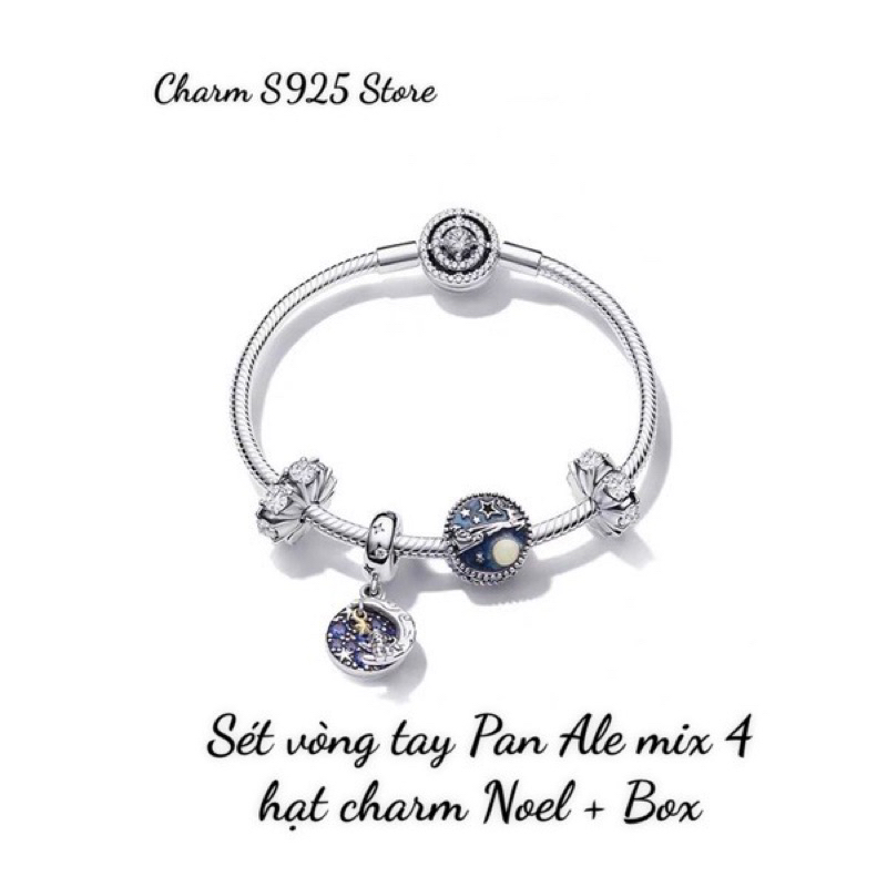 COMBO BỘ VÒNG TAY PAN ALE MIX 4 HẠT CHARM GIÁNG SINH BẠC S925 CAO CẤP