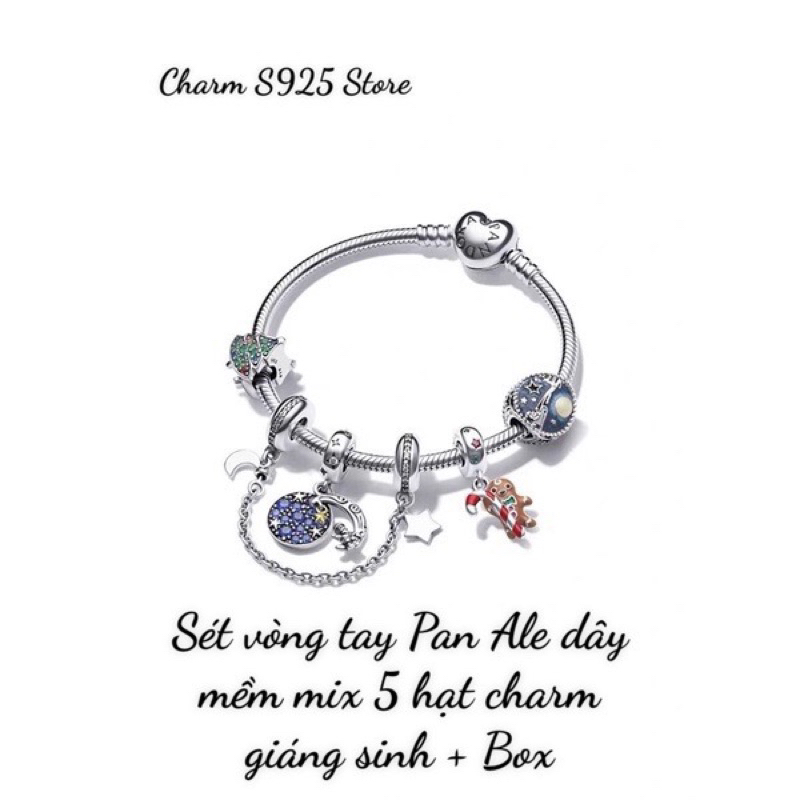 COMBO BỘ VÒNG TAY PAN ALE MIX 5 HẠT CHARM NOEL BẠC S925 CAO CẤP