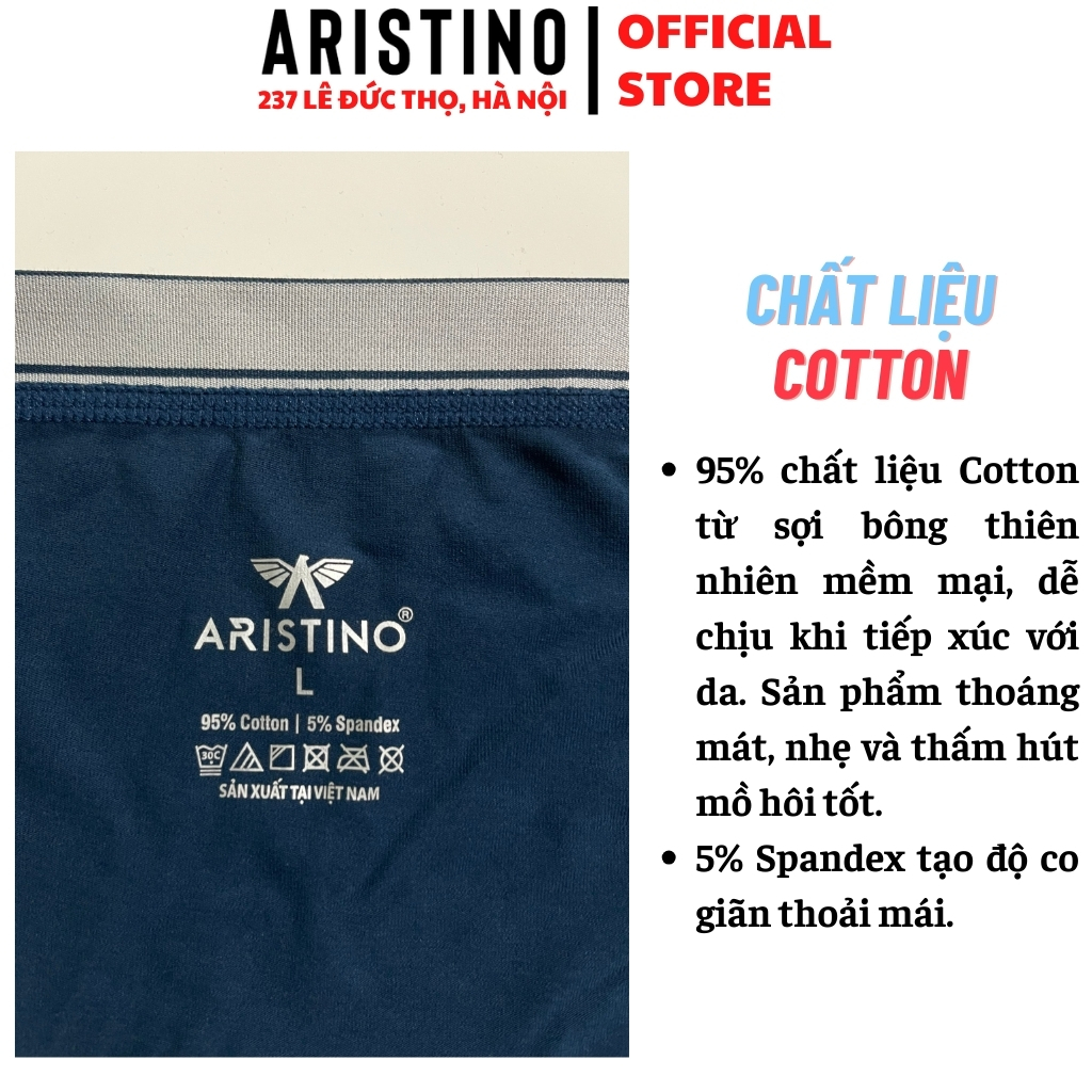 Quần sịp đùi nam Aristino ABX1615 đồ lót xì boxer cotton cao cấp mềm mại co giãn kháng khuẩn khử mùi không kích ứng da