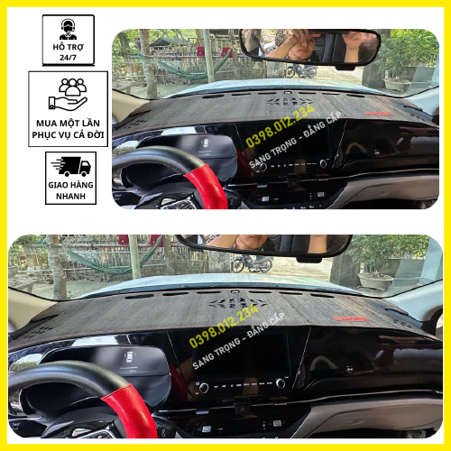 Thảm taplo xe Kia Carens 2009 2010 2011 2012 2013 2014 2015 2016, thảm taplo che nắng da carbon, da vân gỗ, nhung cừu