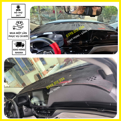 Thảm taplo xe Kia Carens 2009 2010 2011 2012 2013 2014 2015 2016, thảm taplo che nắng da carbon, da vân gỗ, nhung cừu