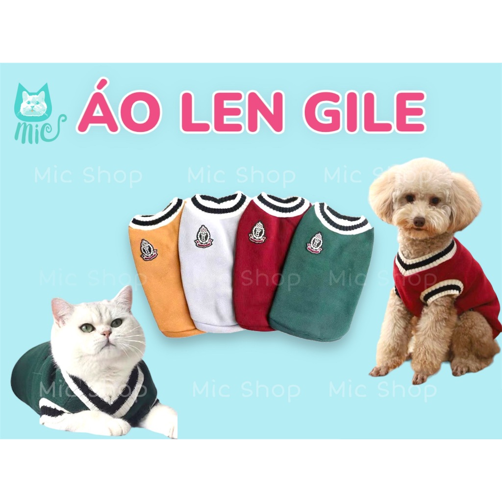 Áo len gile lót nỉ cho thú cưng, chó lớn, chó to, áo size đại chó mèo