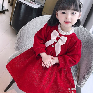 Set váy nhung kim sa cao cấp cho bé gái