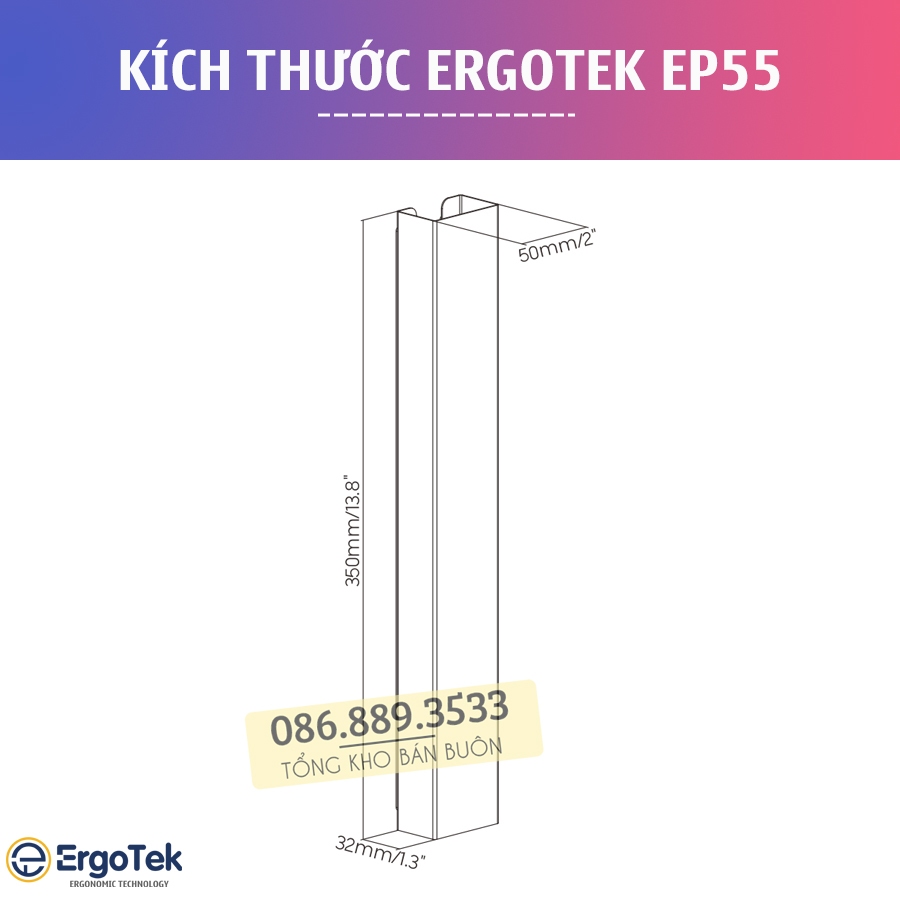 Khay Đi Dây Điện / Máng Chạy Dây HDMI, USB, VGA ErgoTek EP55 - Nam Châm Dính Trên Kim Loại