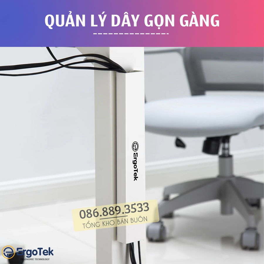 Khay Đi Dây Điện / Máng Chạy Dây HDMI, USB, VGA ErgoTek EP55 - Nam Châm Dính Trên Kim Loại