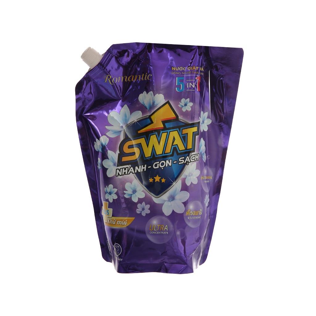 Nước Giặt Xả 5 In 1 SWAT Siêu Thơm Giúp Đánh Bay Vết Bẩn, Diệt Khuẩn Lưu Hương Lâu Túi Siêu Tiết Kiệm