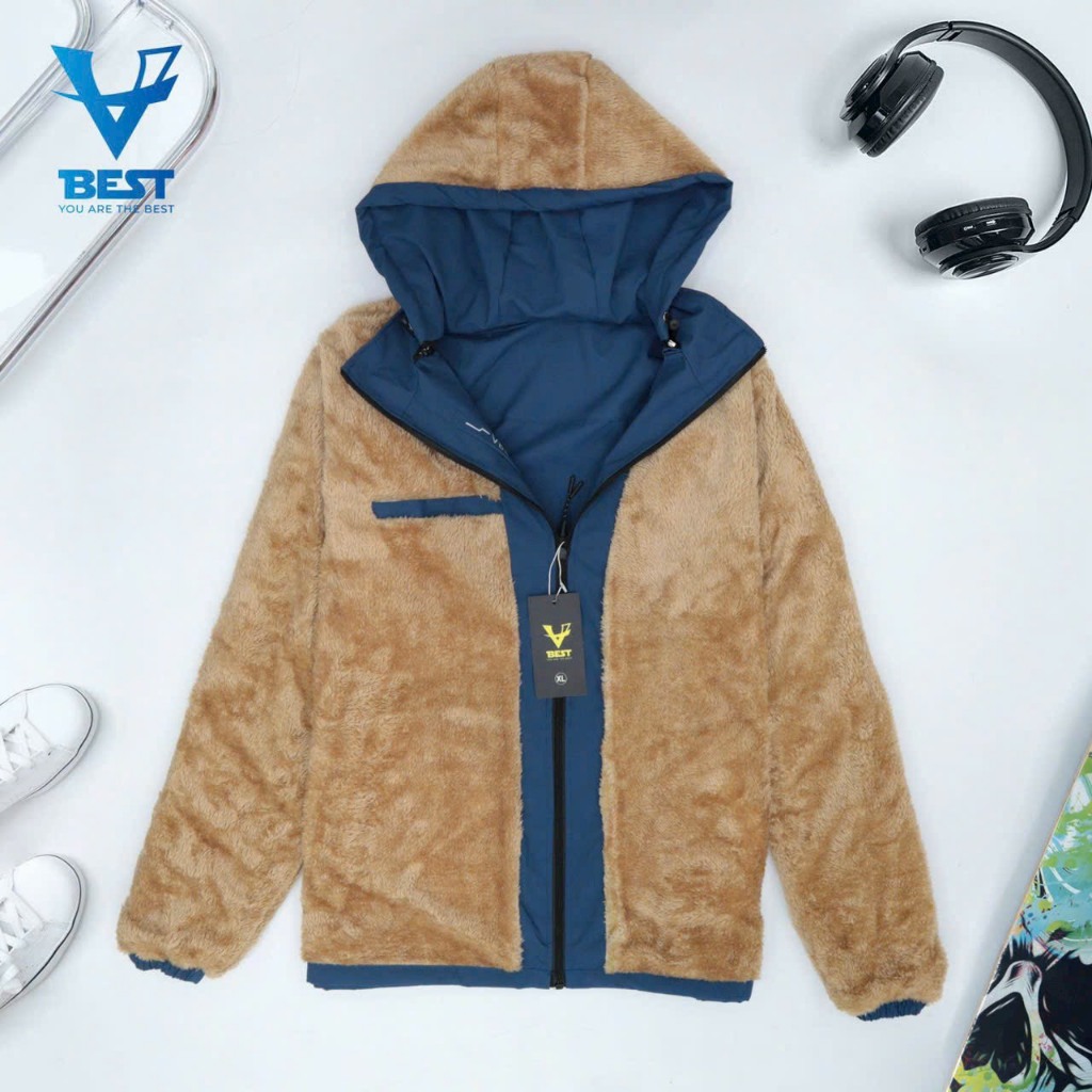 Áo khoác gió nam có mũ lót lông may kĩ