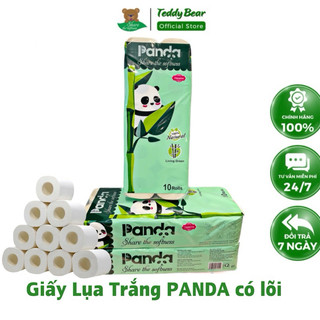 Combo 30 Cuộn Giấy Vệ Sinh LỤA TRẮNG PANDA CÓ LÕI 3 Lớp Mềm Mịn