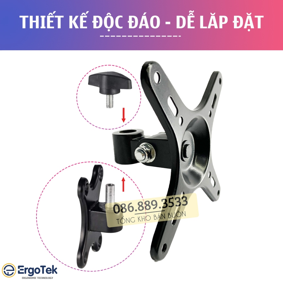 #S10 / Giá Treo Màn Hình Xoay 360 Độ ErgoTek E10 - Khung Treo Màn Hình Máy Tính Nhôm Thép - Treo Tường