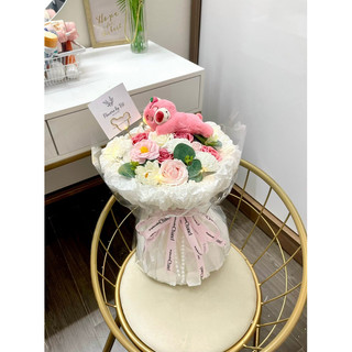 BÓ HOA GẤU DÂU NẰM NGỦ SIU CUTE tặng bồ, bạn bè