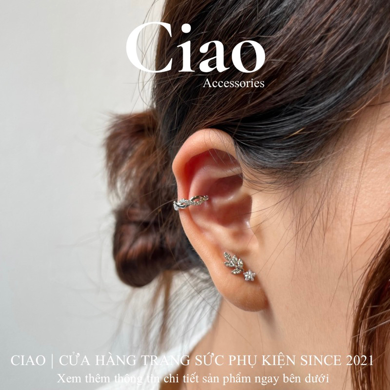[HOẢ TỐC 1H] Khuyên vành tai/ Kẹp vành mạ bạc đính đá mã 60 Ciao accessories
