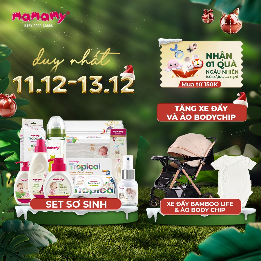 [TẶNG XE ĐẨY BAMBOO LIFE + ÁO BODYCHIP] Set hệ sản phẩm Mamamy dành cho trẻ sơ sinh