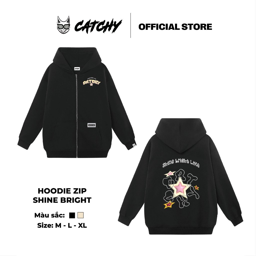 Áo Hoodie Zip Local Brand Catchy Logo Shine Bright HD07