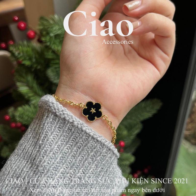 Vòng tay/ Lắc tay titan không gỉ charm hoa tinh tế mã 03 Ciao accessories