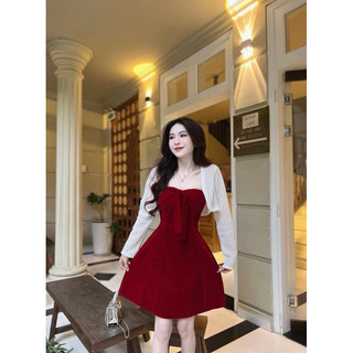 SET BIGSIZE ĐẦM CUP NHUNG + ÁO KHOÁC  (THIÊN BÌNH BIGSIZE 55-90KG)