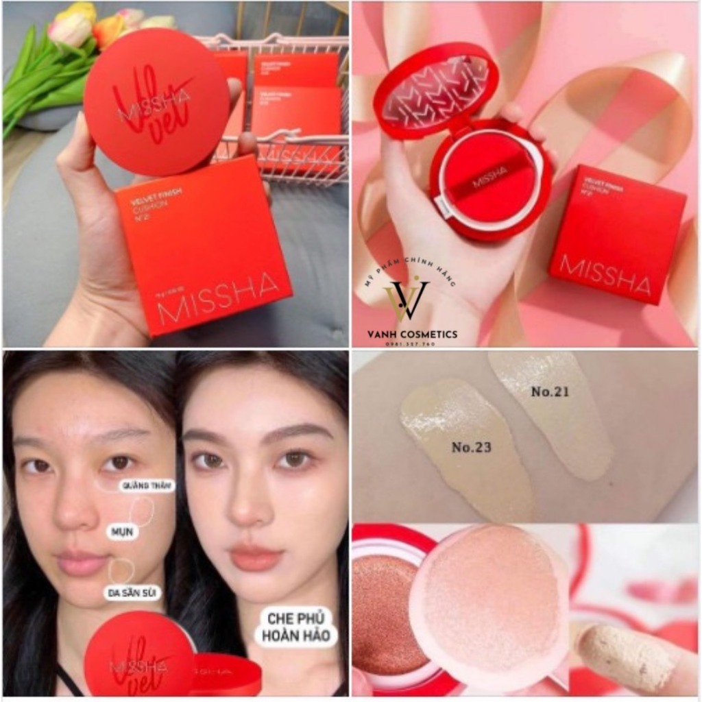 Phấn Nước Hàn Quốc Mịn,Che Phủ Tốt,Lâu Trôi Missha Velvet Finish Cushion SPF 50 PA+++