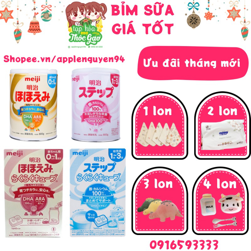 Sữa Meiji nội địa Nhật đủ số 0-1 và 1-3 lon